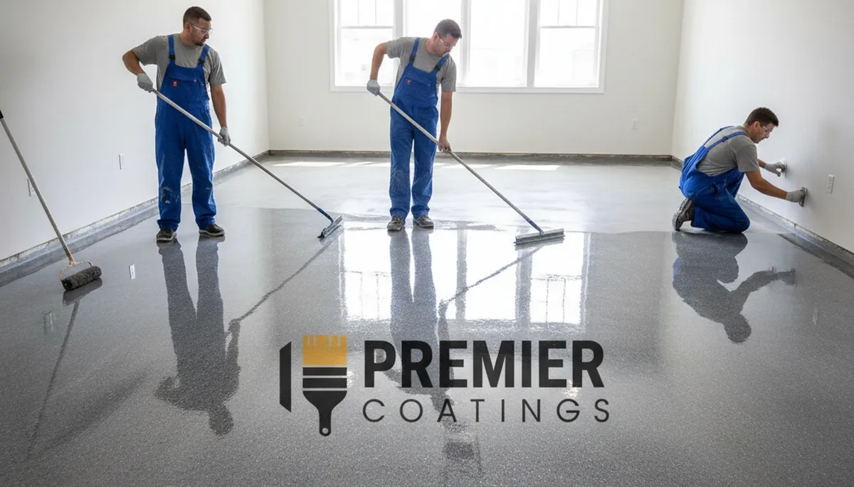 Professional epoxy floor coating in Royal Oak MI garage by local house-painting experts