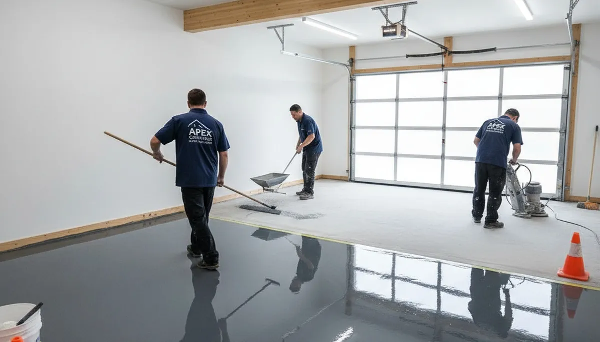 Epoxy garage floor coating in Royal Oak MI applied by professional painters for durable finish