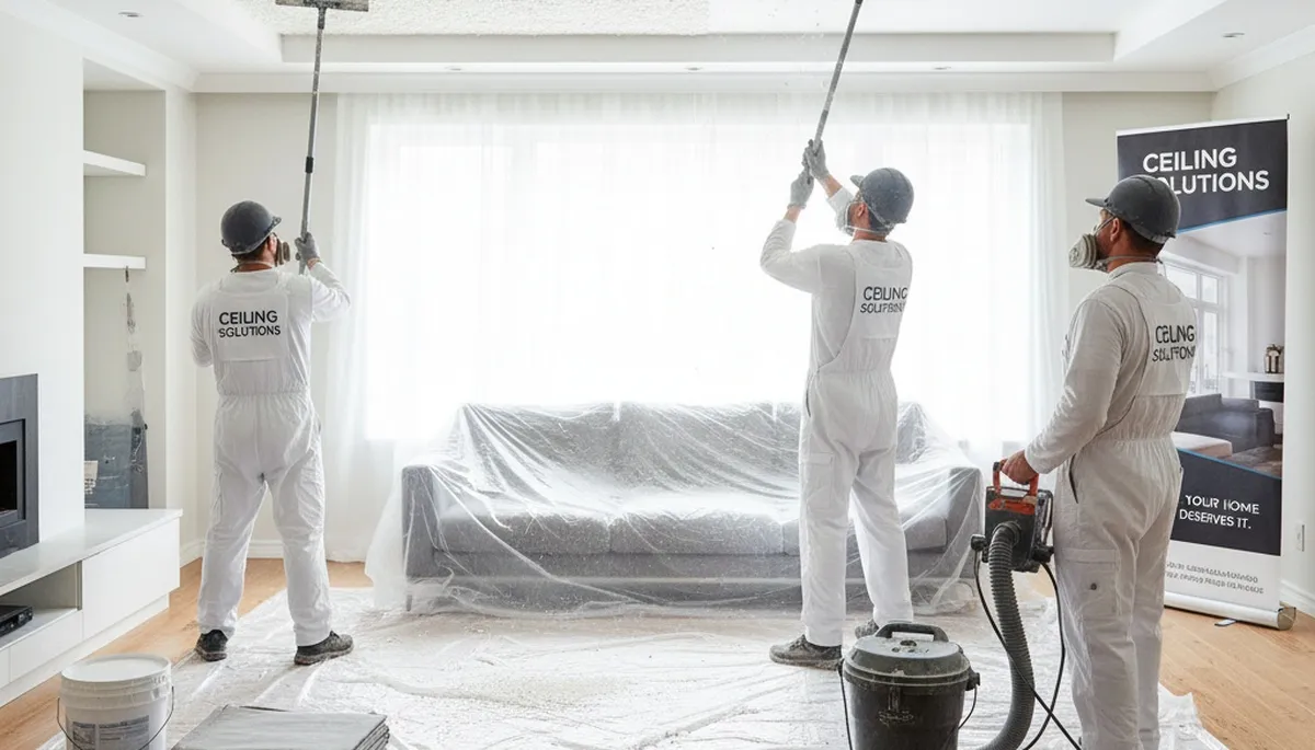 Professional popcorn ceiling removal by house painters in Royal Oak, MI for smooth modern ceilings