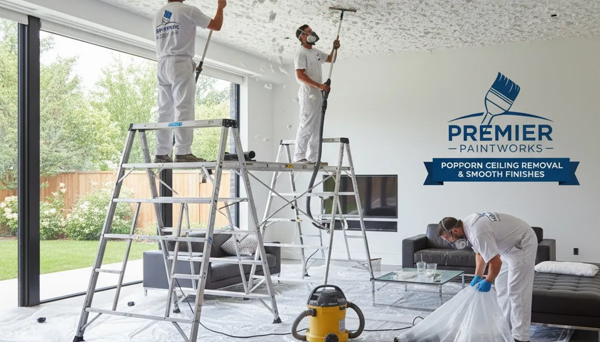 Popcorn ceiling removal by professional house painters in Royal Oak, MI for smooth modern ceilings
